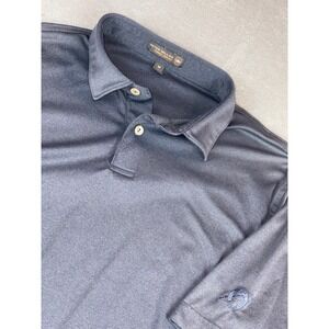 Peter Millar Men's Polo Shirt Medium Performance Golf Casual Gray Horseshoe Logo